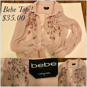 Bebe pink top with sequins